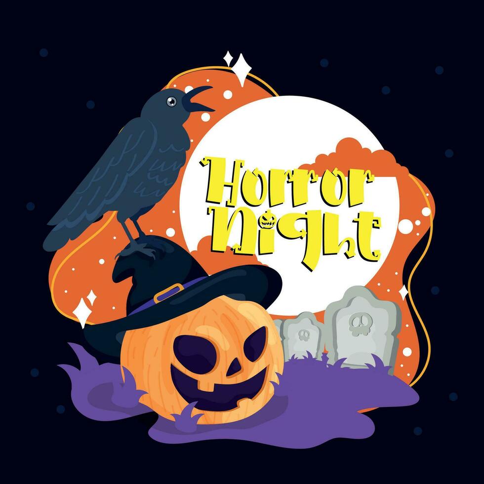 Halloween horror night poster Vector illustration