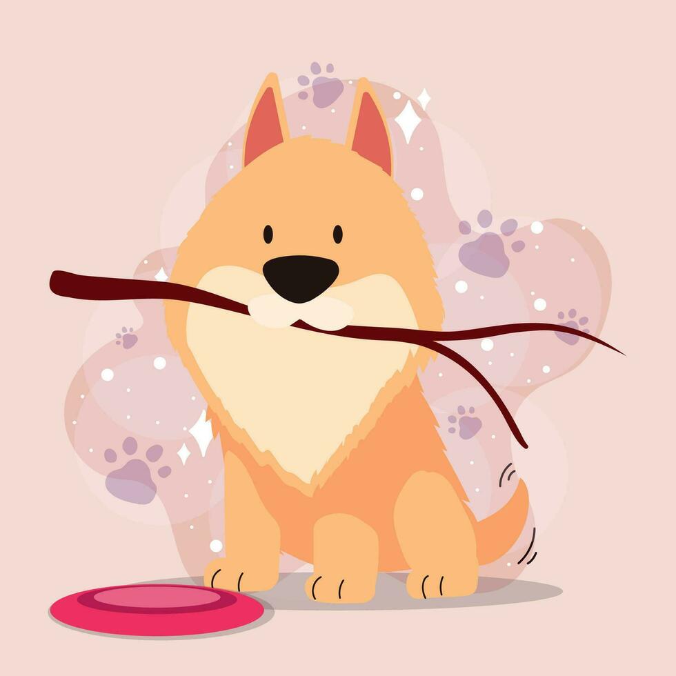 Cute happy dog cartoon character Vector illustration