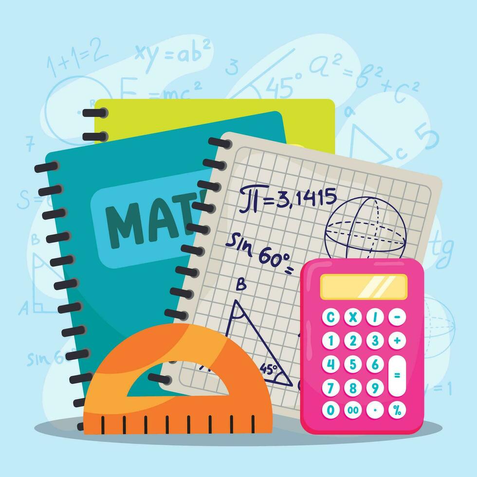 Cartoon math class concept background Vector illustration