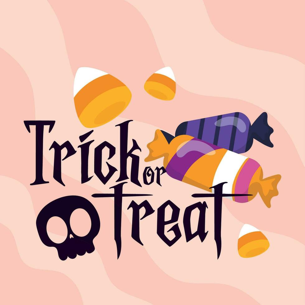 Halloween candies poster Trick or treat Vector illustration