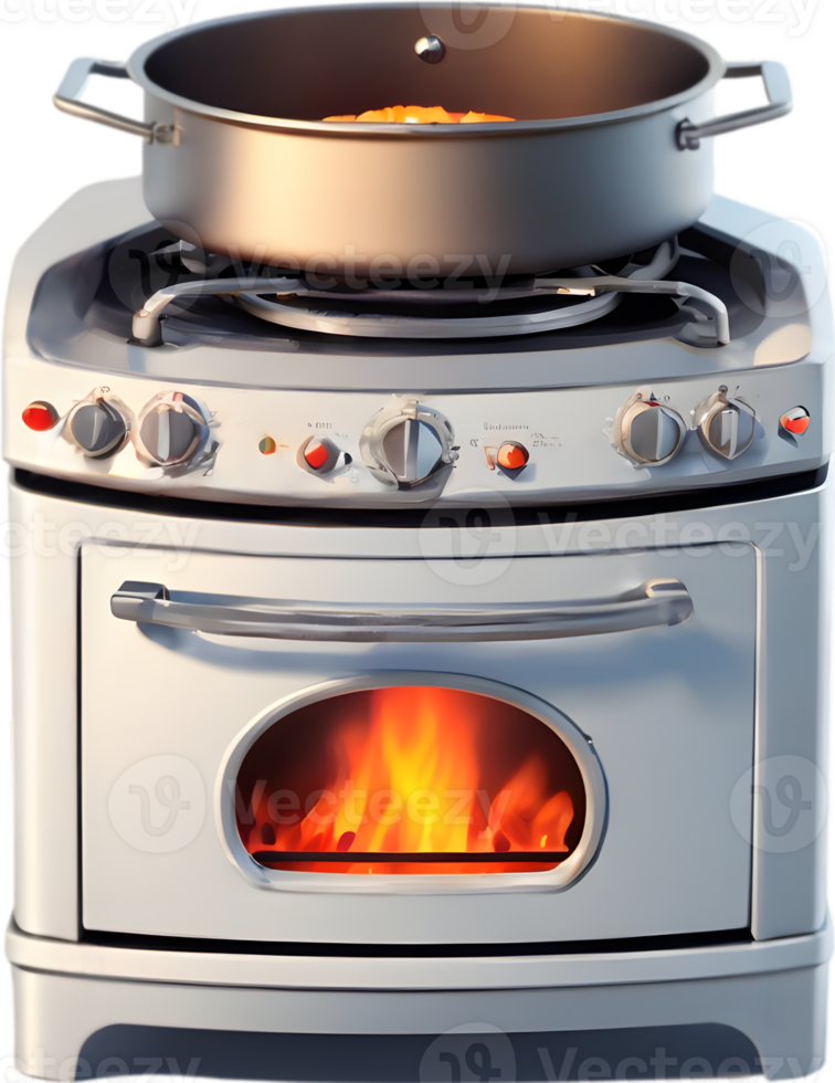 blue stove with orange knobs on it Ai generative png