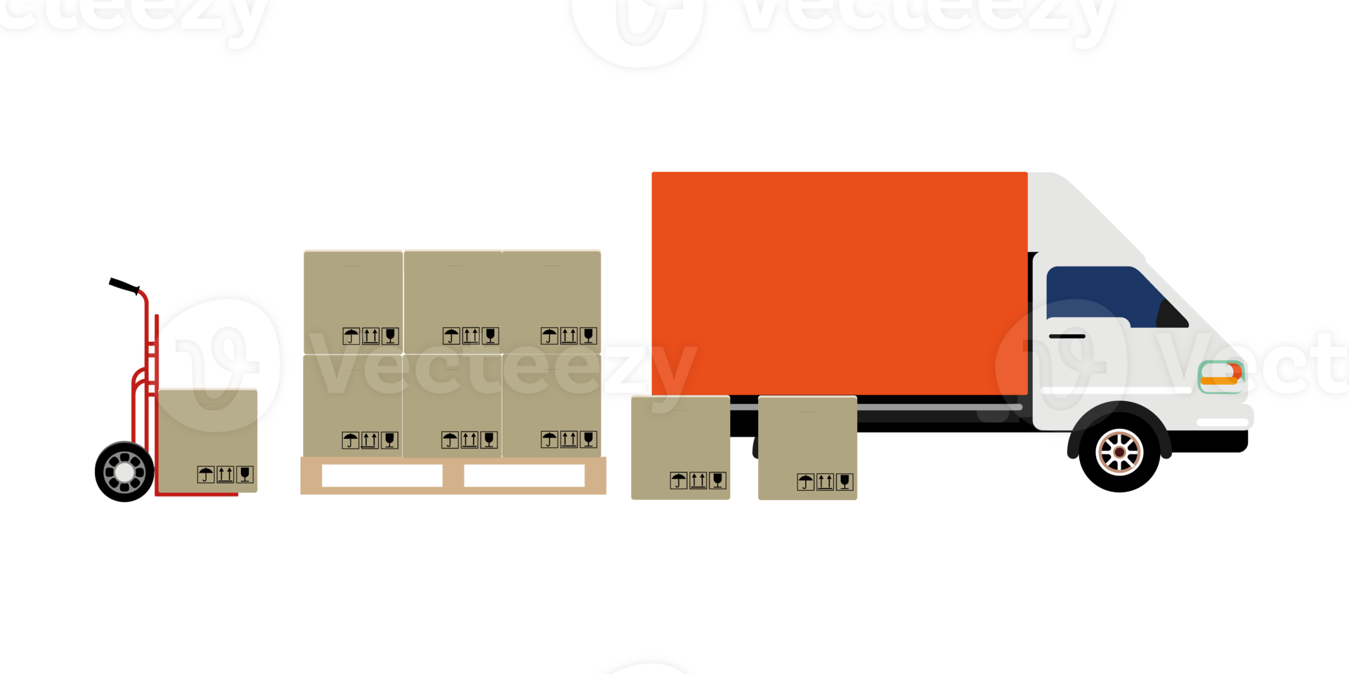 Checkout and cart carrier. Boxes of various materials png