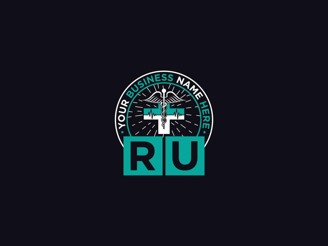 Clinic Ru Logo Icon Vector, Minimalist Ru Medical Logo Letter Vector Art