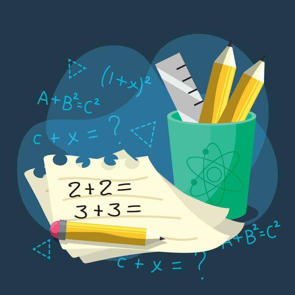 Cartoon math class concept background Vector illustration