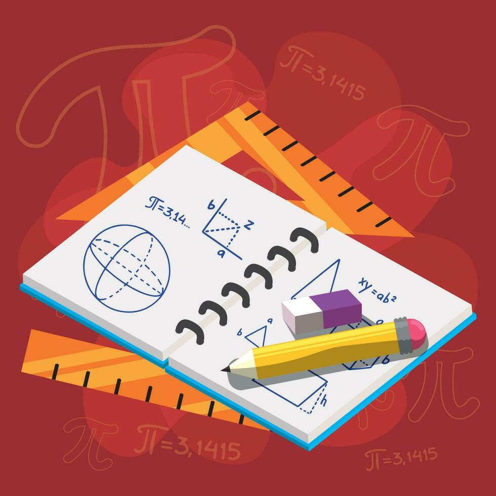 Cartoon math class concept background Vector illustration