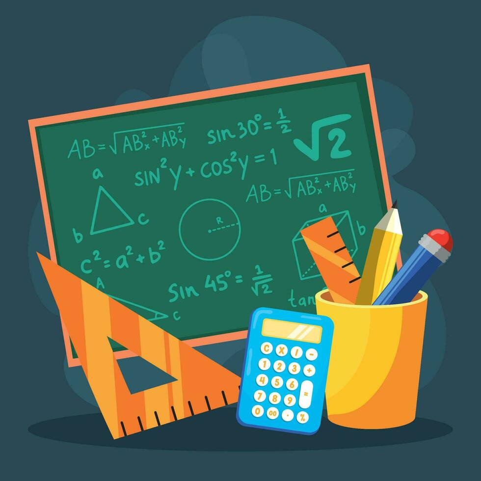 Cartoon math class concept background Vector illustration