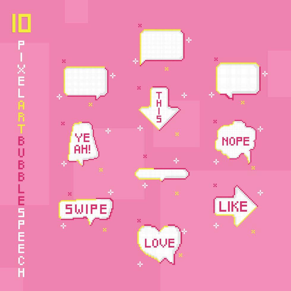 Set of speech bubbles Pixel art Vector illustration