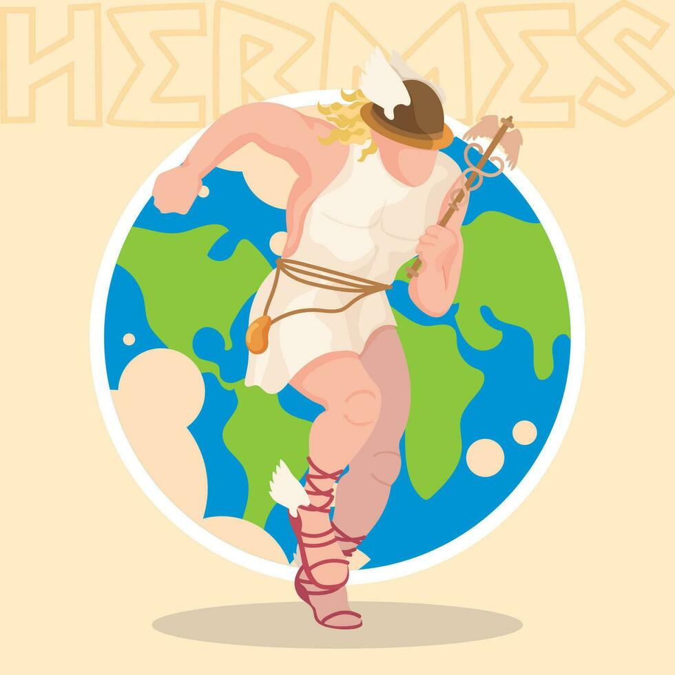 aislado de colores Hermes griego Dios de viajero y límites personaje vector ilustración