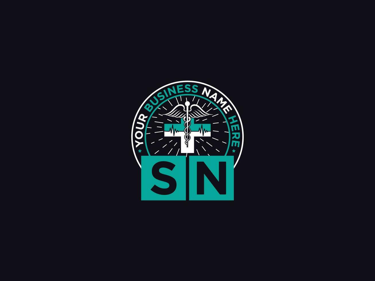 Medical Sn Logo Art, Minimalist SN Luxury Doctors Logo Icon Vector