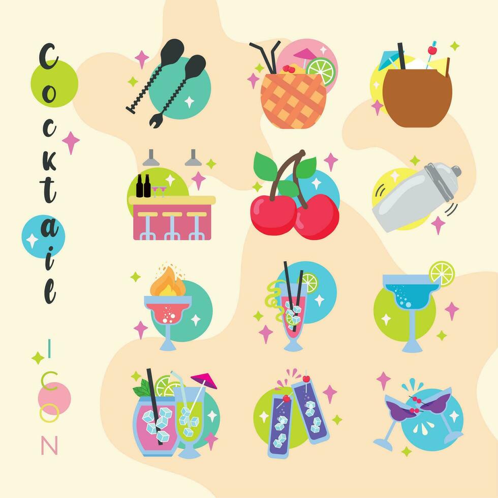 Set of cokctail glasses icon Vector Vector illustration