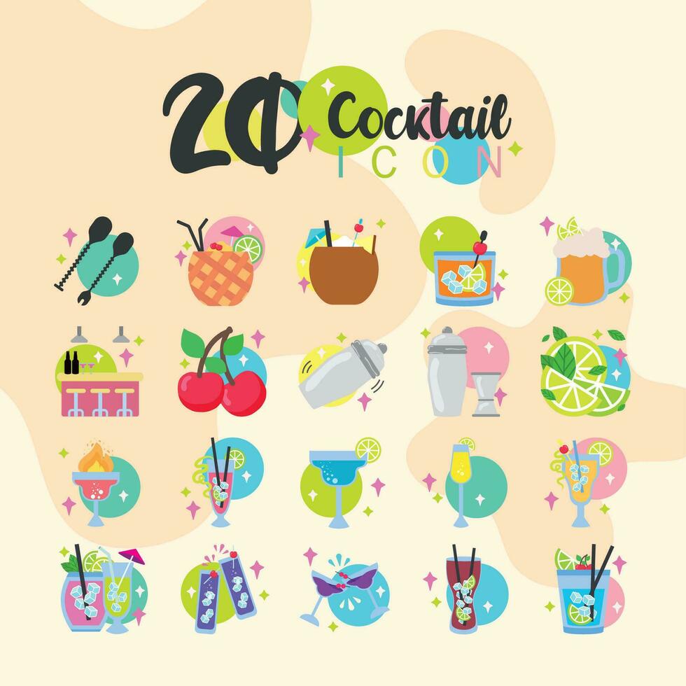 Set of cokctail glasses icon Vector Vector illustration