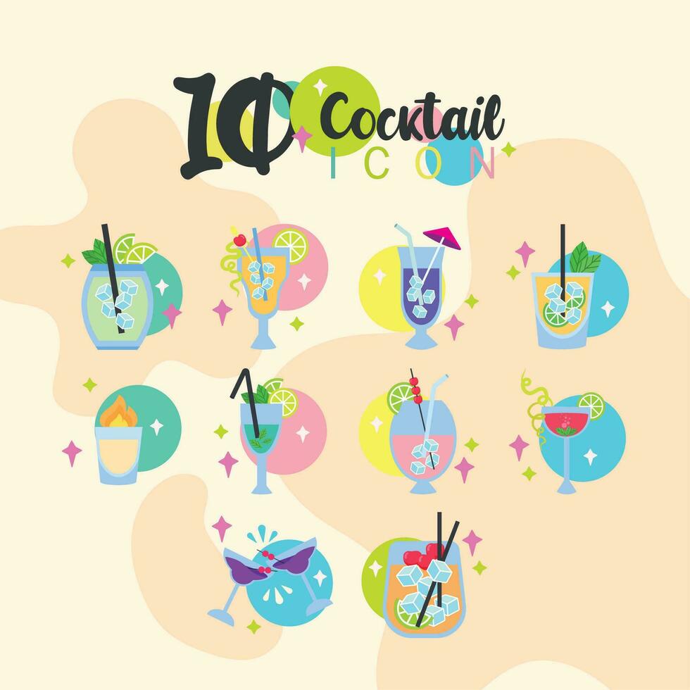 Set of cokctail glasses icon Vector Vector illustration