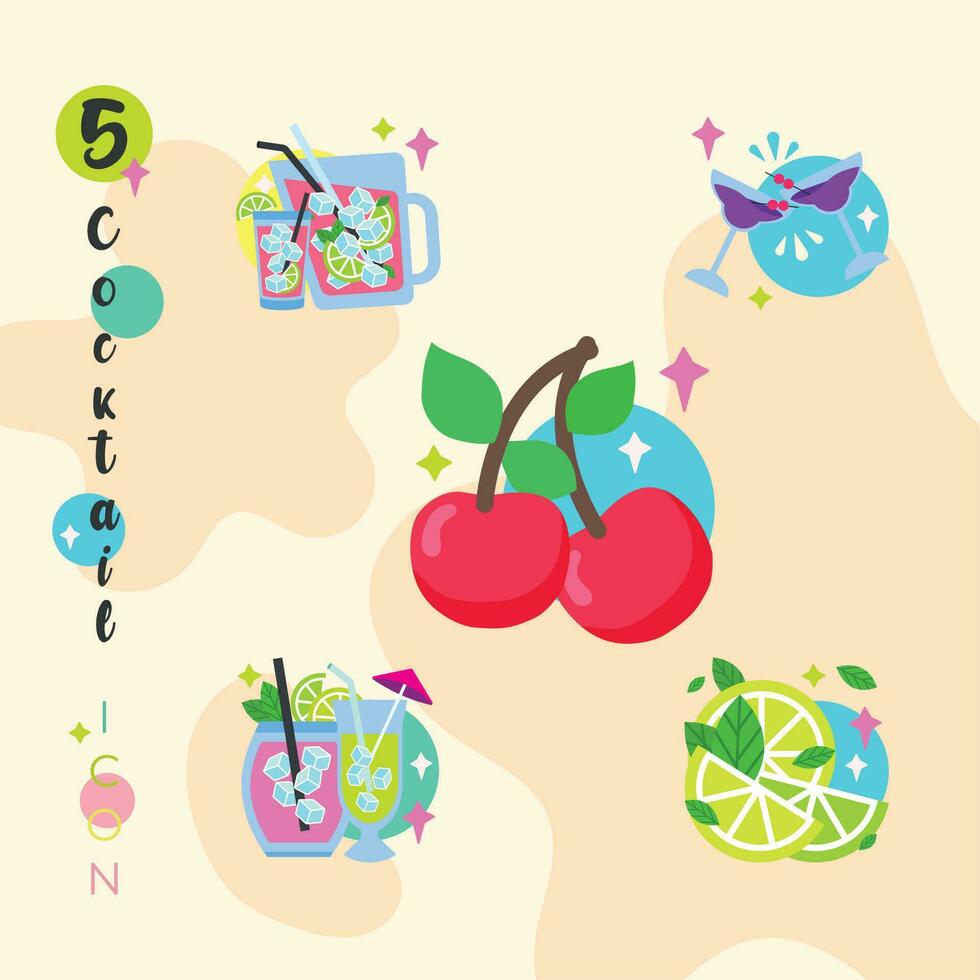 Set of cokctail glasses icon Vector Vector illustration