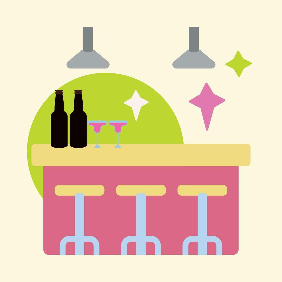 aislado moderno bar noche pub vector ilustración