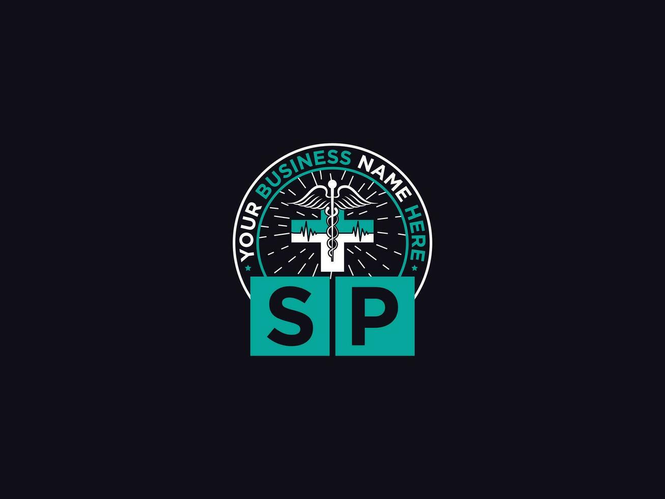 Medical Sp Logo Art, Minimalist SP Luxury Doctors Logo Icon Vector