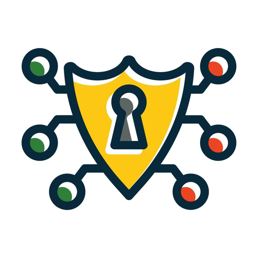Cyber Security Vector Thick Line Filled Dark Colors