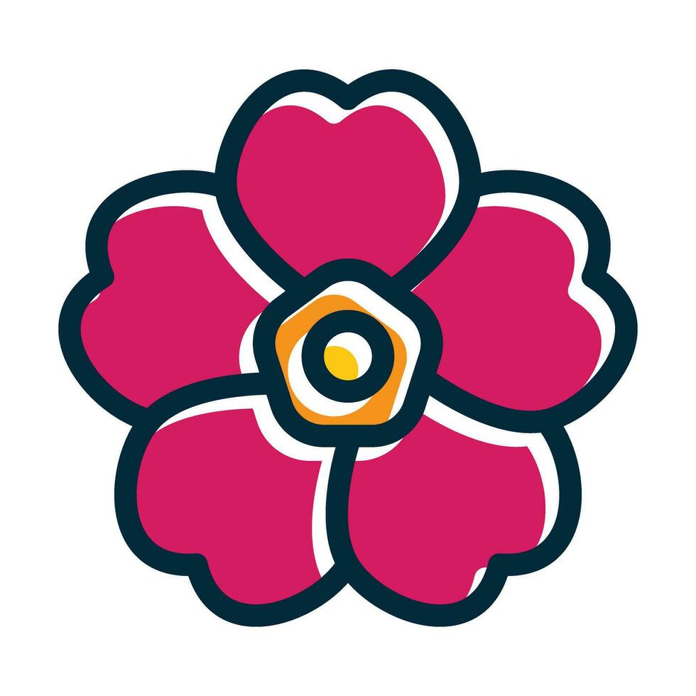 Primrose Vector Thick Line Filled Dark Colors