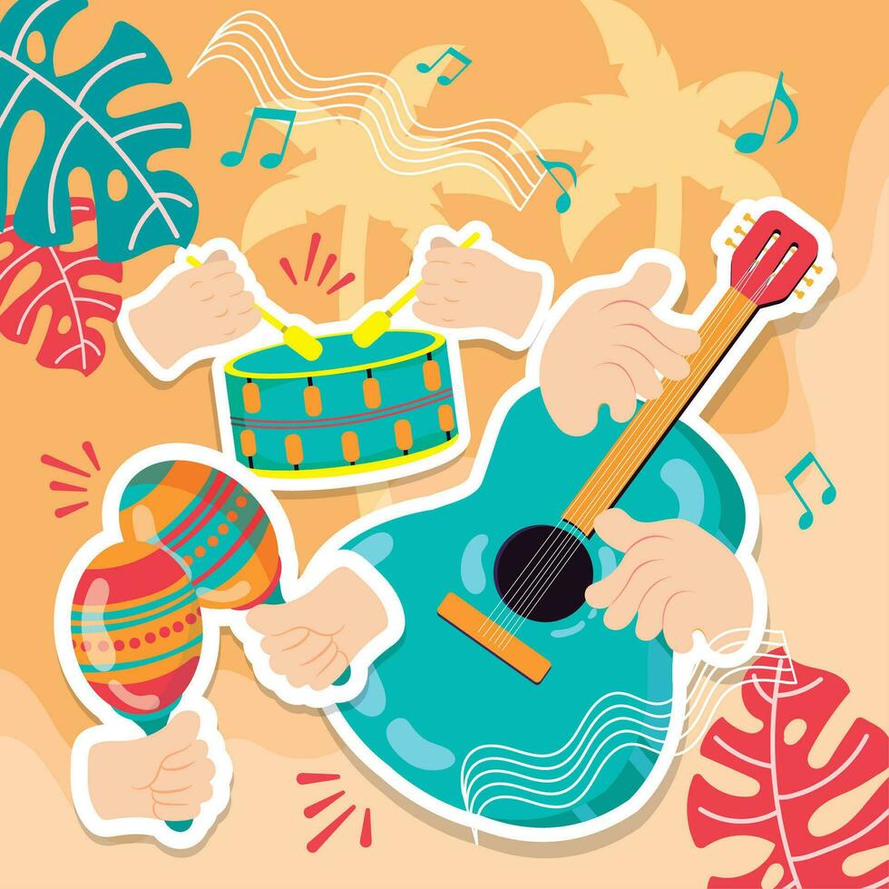 Colored salsa music style concept background Vector illustration