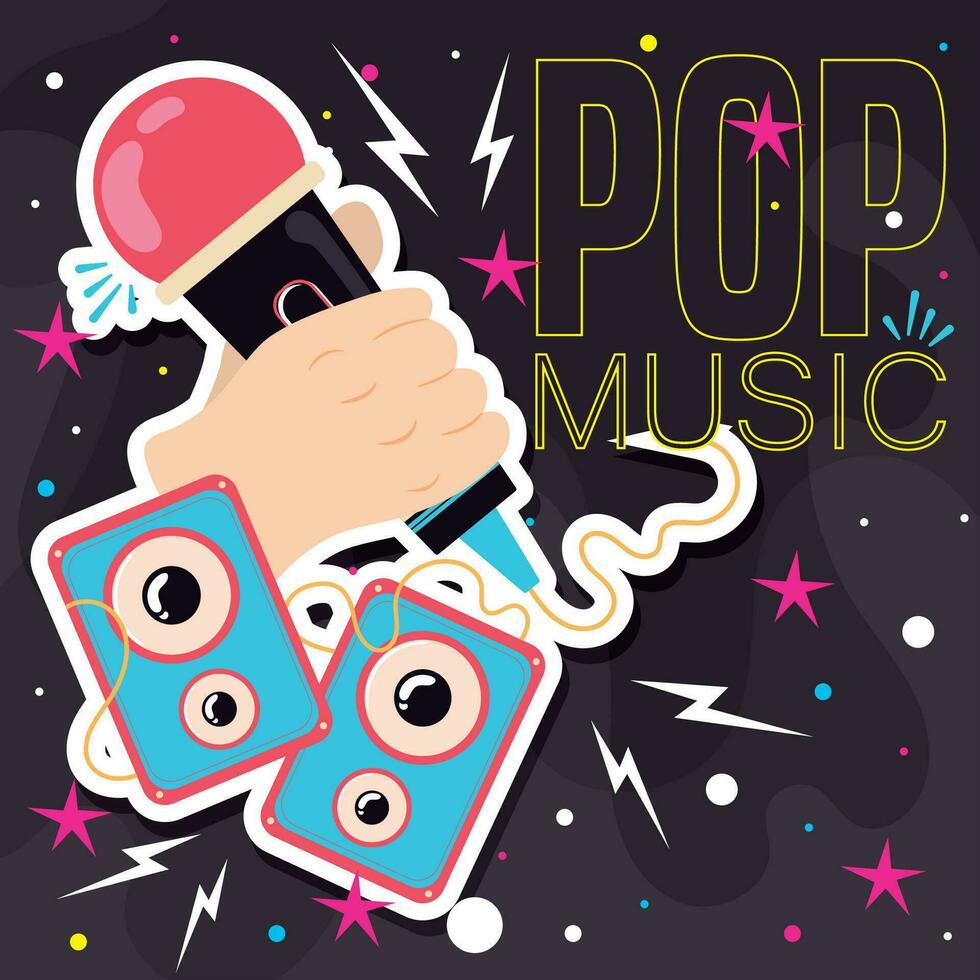Colored pop music style concept background Vector illustration ...