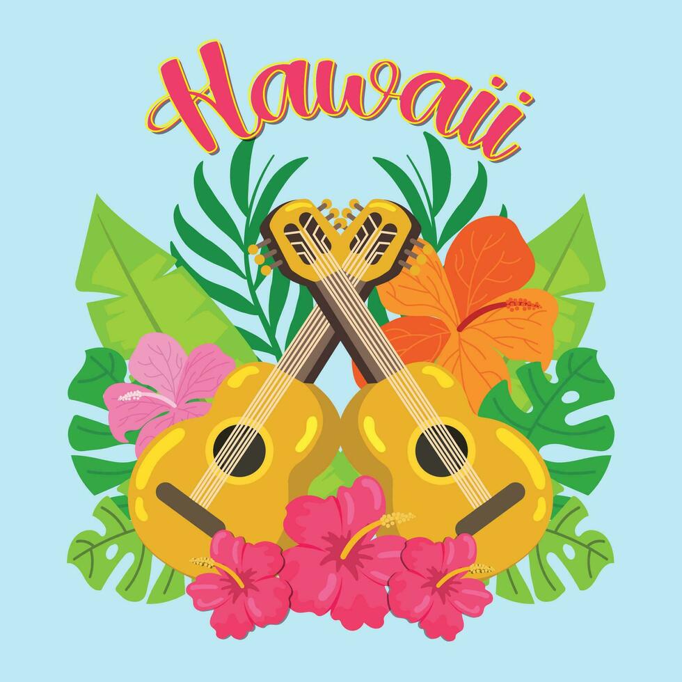 Colored tropical hawaii background Vector illustration