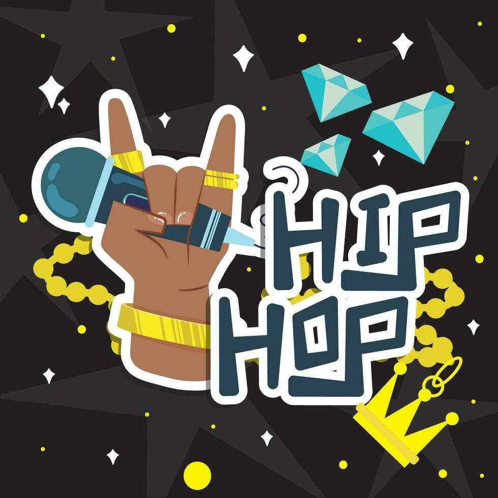 Colored hip hop music style concept background Vector illustration