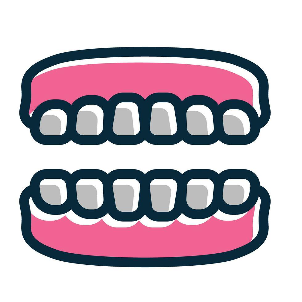 Denture Vector Thick Line Filled Dark Colors