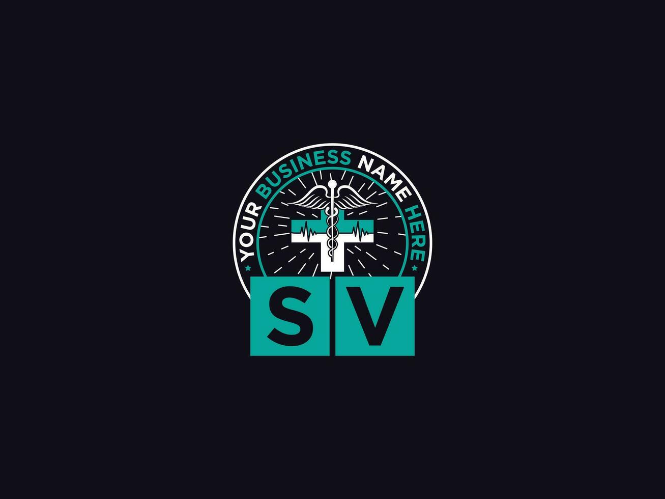 médico sv logo arte, minimalista sv lujo doctores logo icono vector