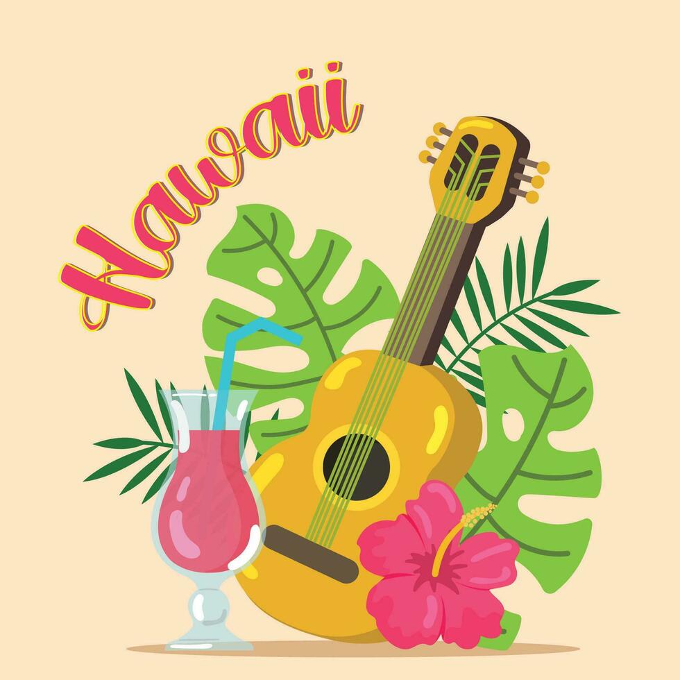 Colored tropical hawaii background Vector illustration