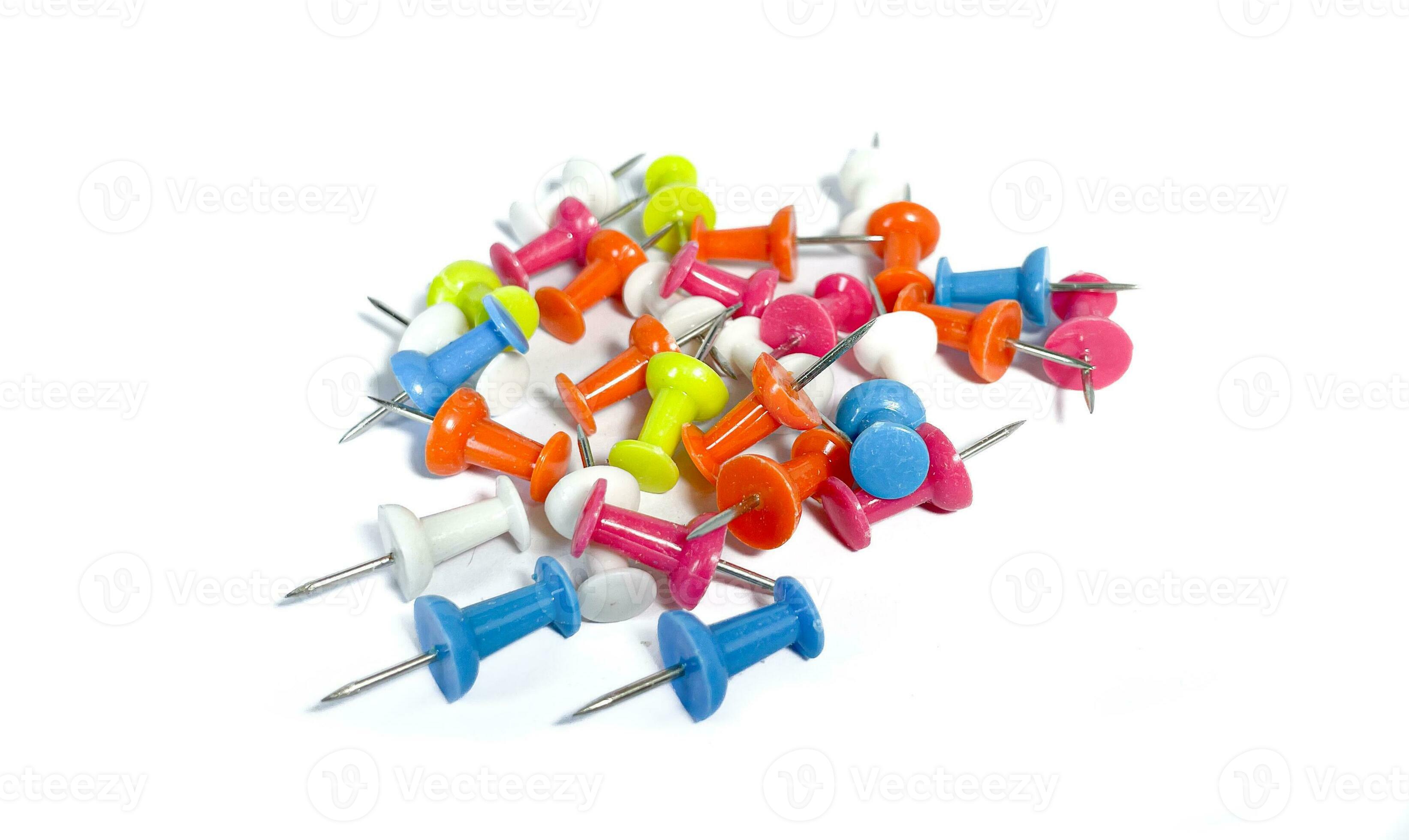 heap of push pins isolated on white background 34206187 Stock Photo at
