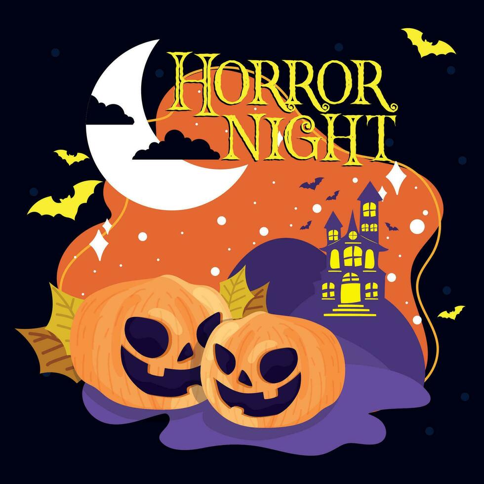 Halloween horror night poster Vector illustration