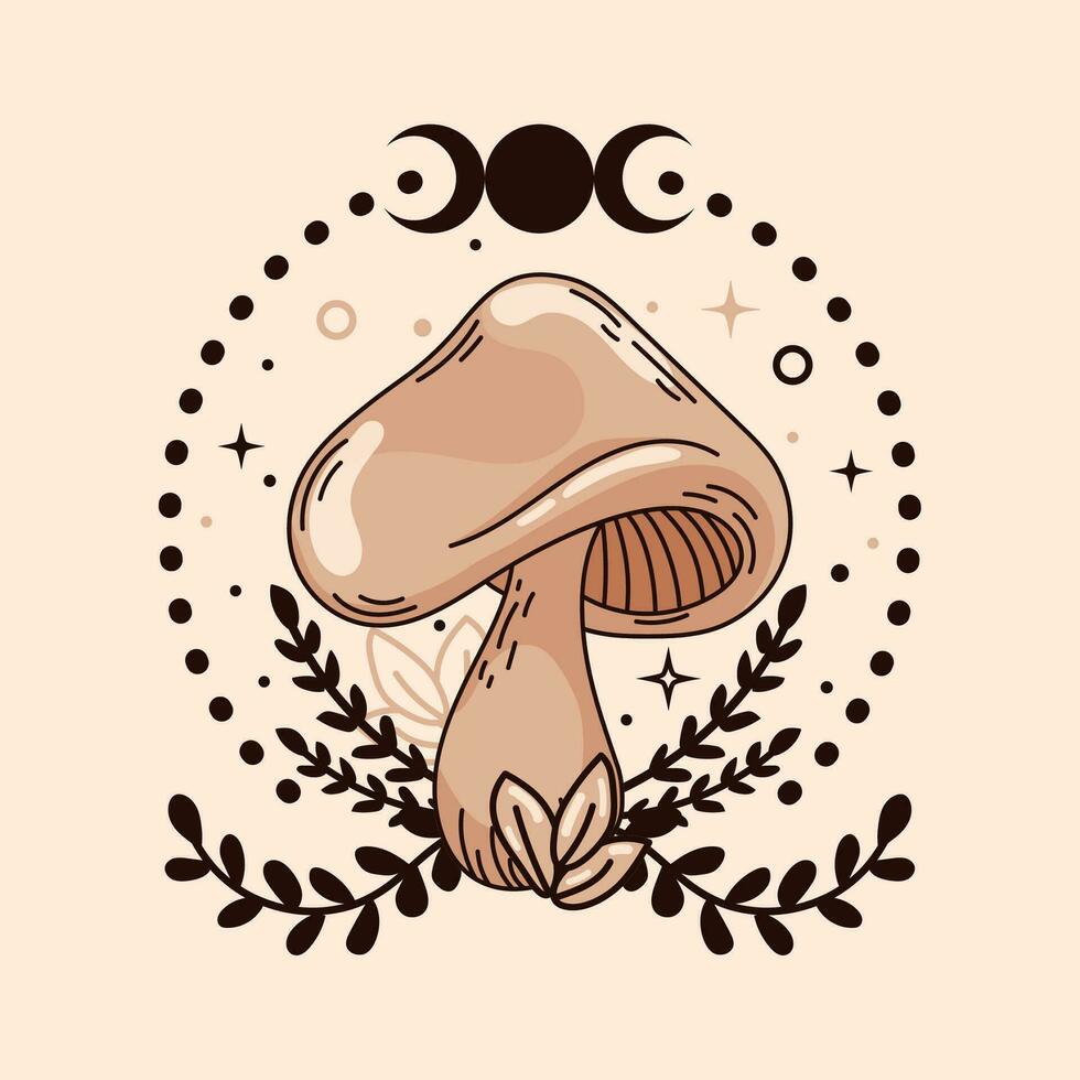 Isolated sketch of magic mushrooms Tarot style Vector illustration