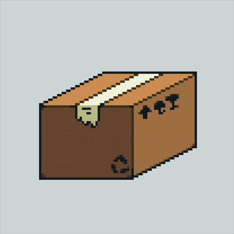 Pixel art illustration Cardboard Box. Pixelated Cardboard Box. Cardboard Box Shipping pixelated for the pixel art game and icon for website and video game. old school retro. vector