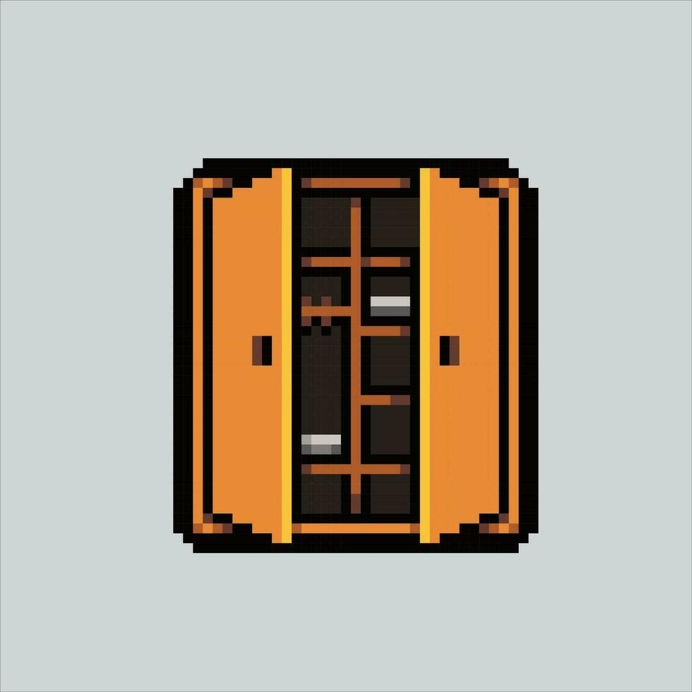 píxel Arte ilustración gabinete. pixelado armario gabinete. de madera armario gabinete pixelado para el píxel Arte juego y icono para sitio web y vídeo juego. antiguo colegio retro vector