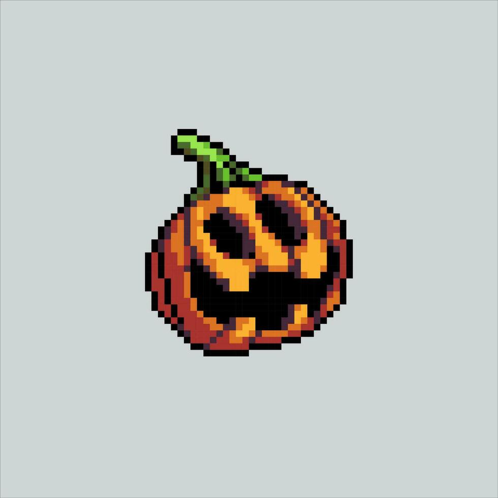 Pixel art illustration Pumpkin Face. Pixelated Pumpkin. Scary Pumpkin Face pixelated for the pixel art game and icon for website and video game. old school retro. vector