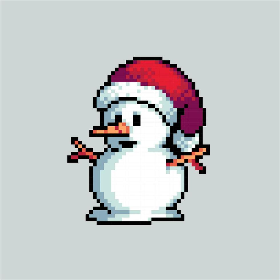 Pixel art illustration Snowman. Pixelated Snowman. Snowman pixelated for the pixel art game and icon for website and video game. old school retro. vector
