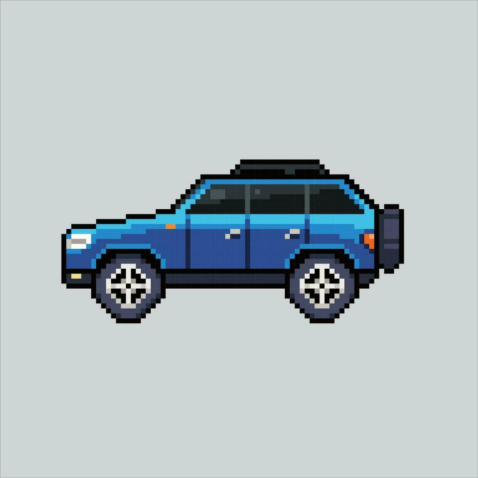 píxel Arte ilustración suv coche. pixelado todoterreno suv coche vehículo pixelado para el píxel Arte juego y icono para sitio web y vídeo juego. antiguo colegio retro vector