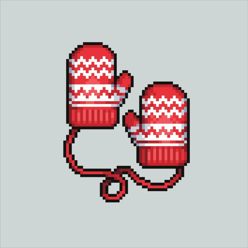 Pixel art illustration Christmas gloves. Pixelated Christmas gloves. Christmas warm gloves pixelated for the pixel art game and icon for website and video game. old school retro. vector