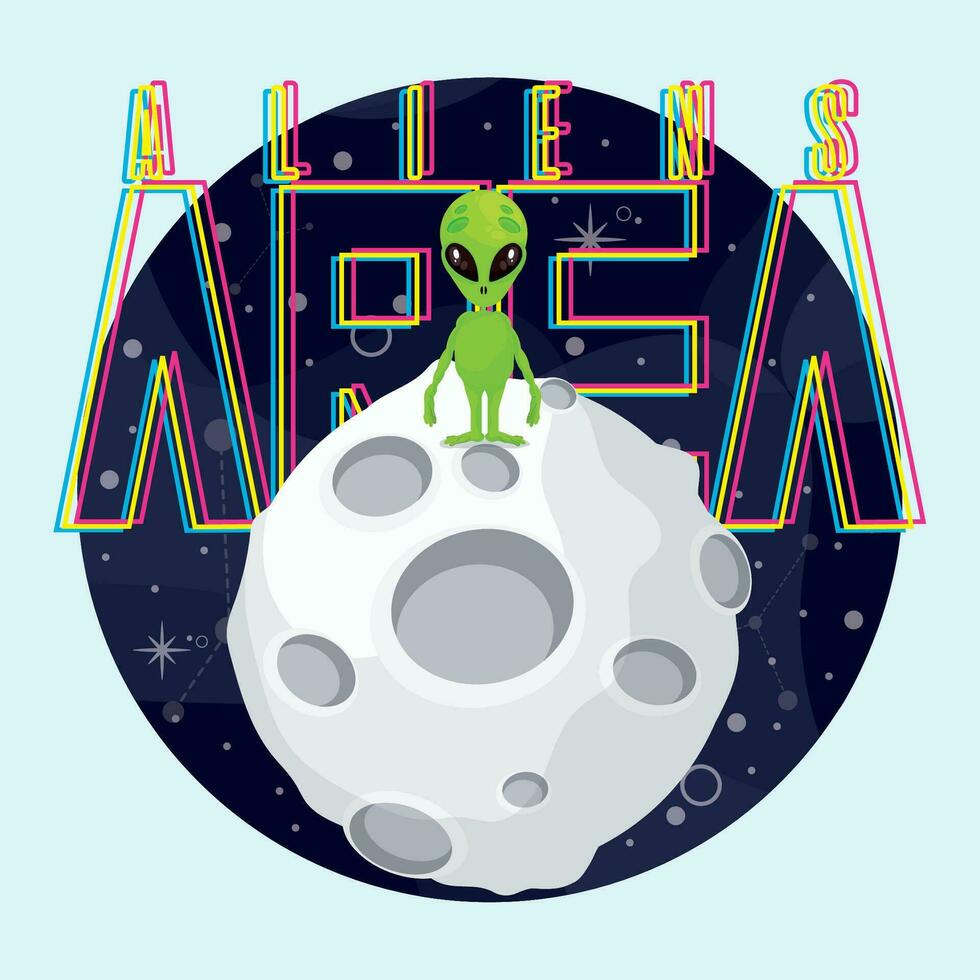 Colored alien zone sticker Vector illustration