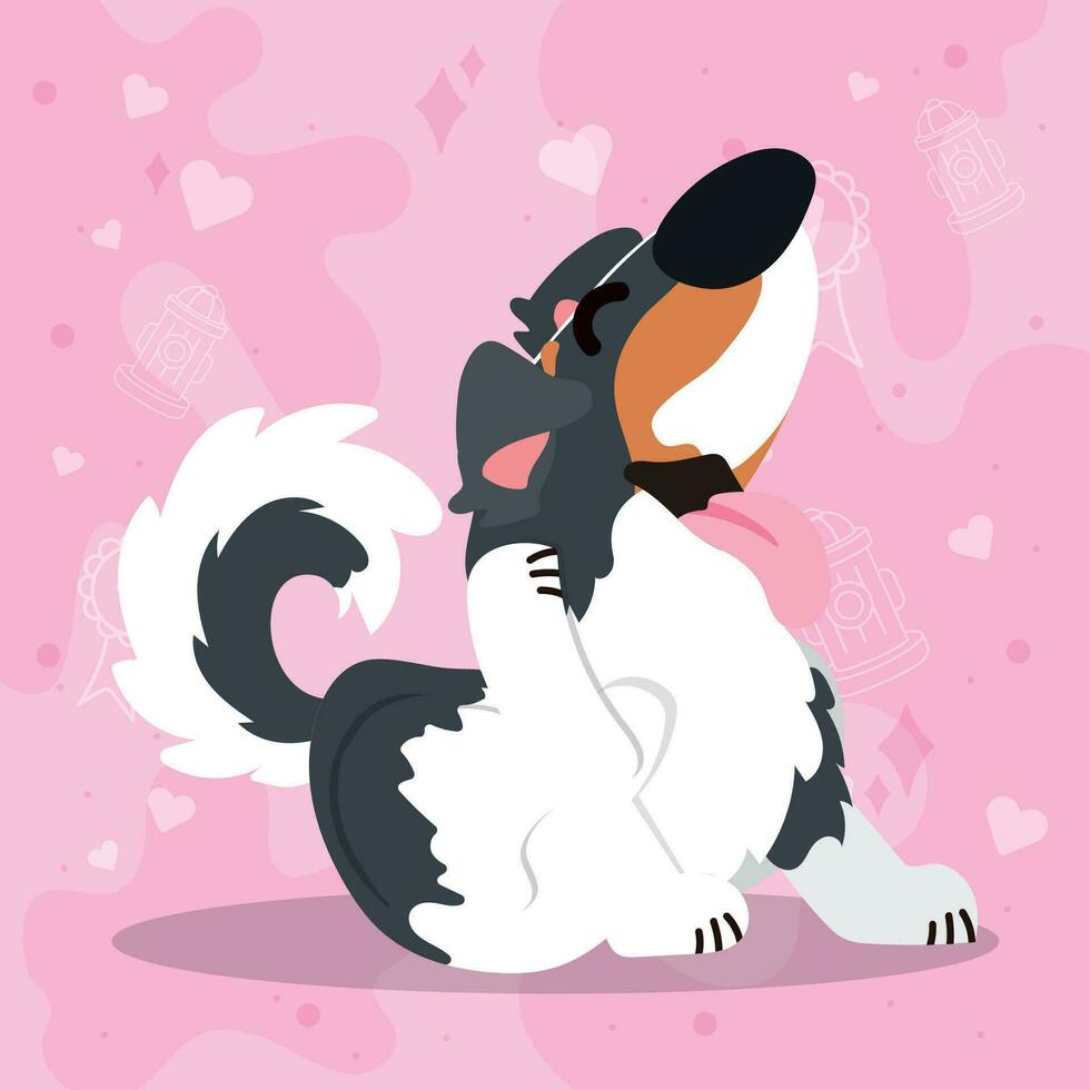 linda rascarse frontera collie perro dibujos animados personaje vector ilustración