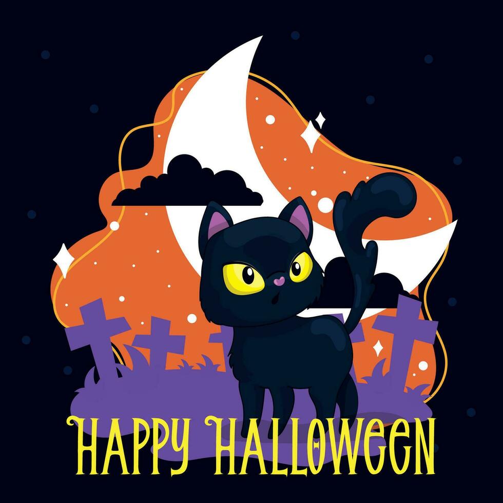 Halloween horror night poster Vector illustration