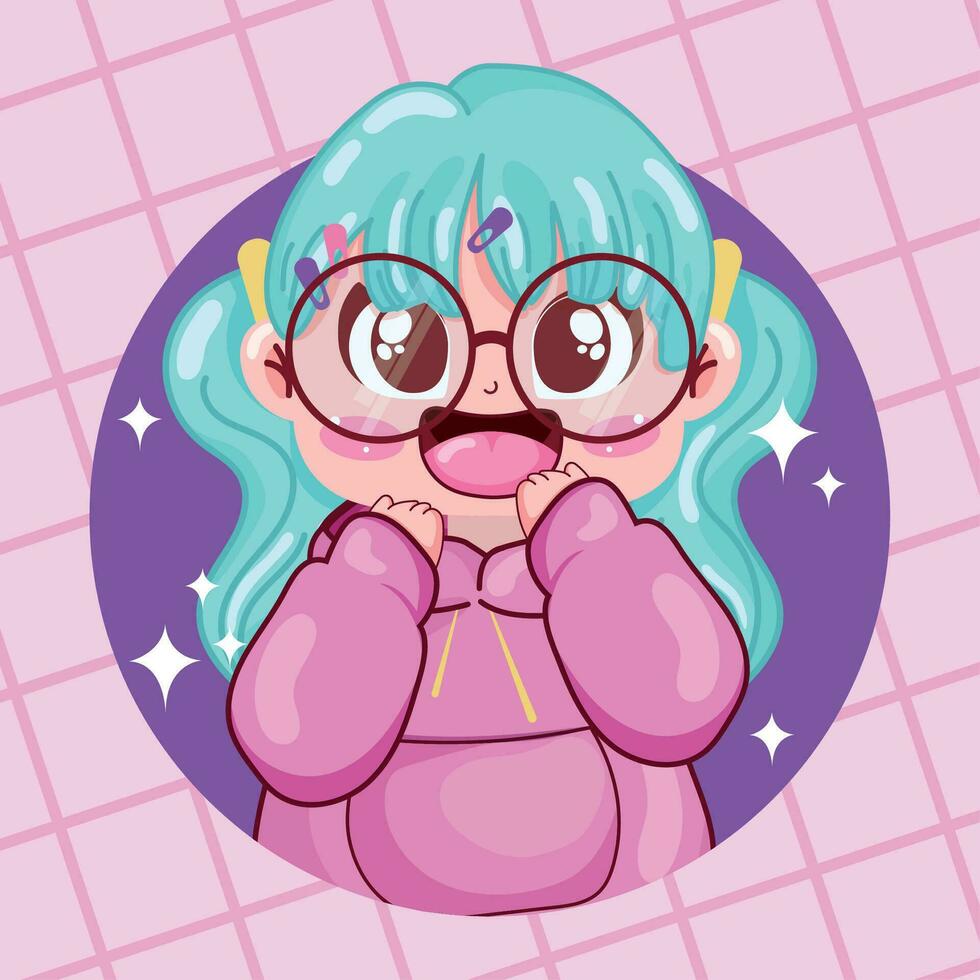Cute girl kawaii cartoon character Vector illustration