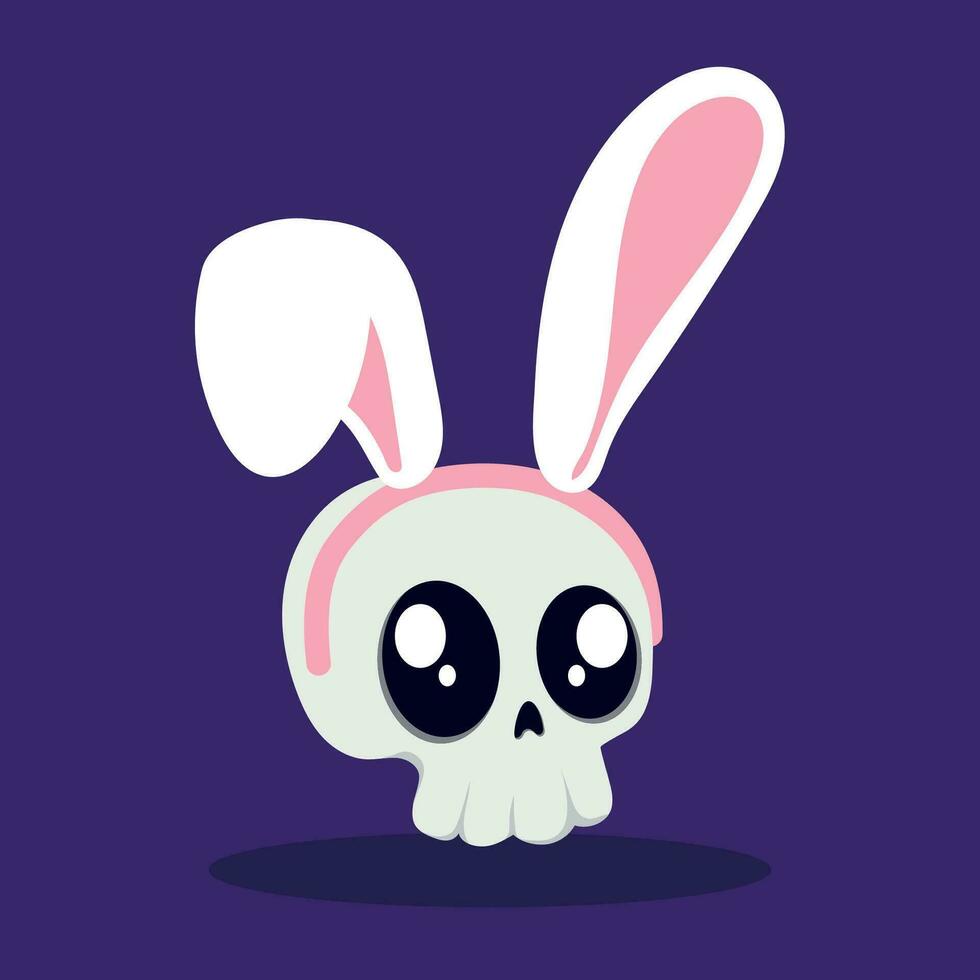 Isolated cute skull with rabbit ears Vector illustration