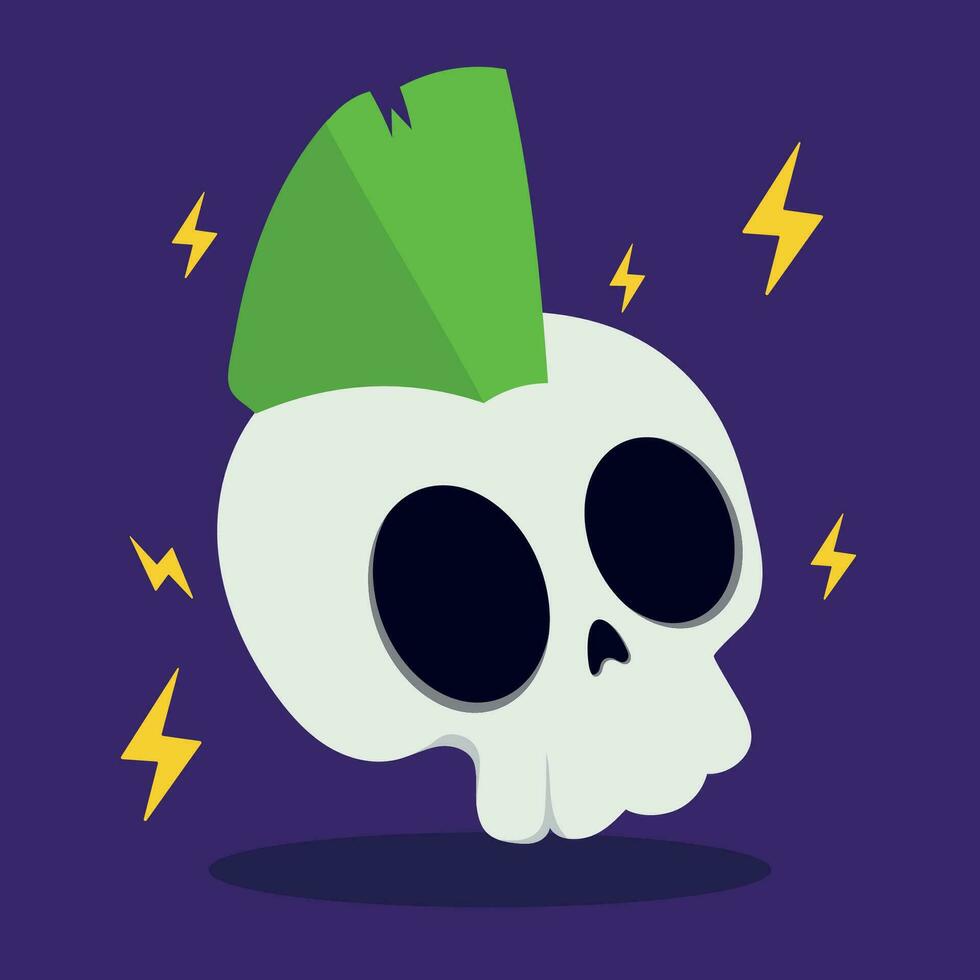 Isolated cute skull with punk hair style Vector illustration