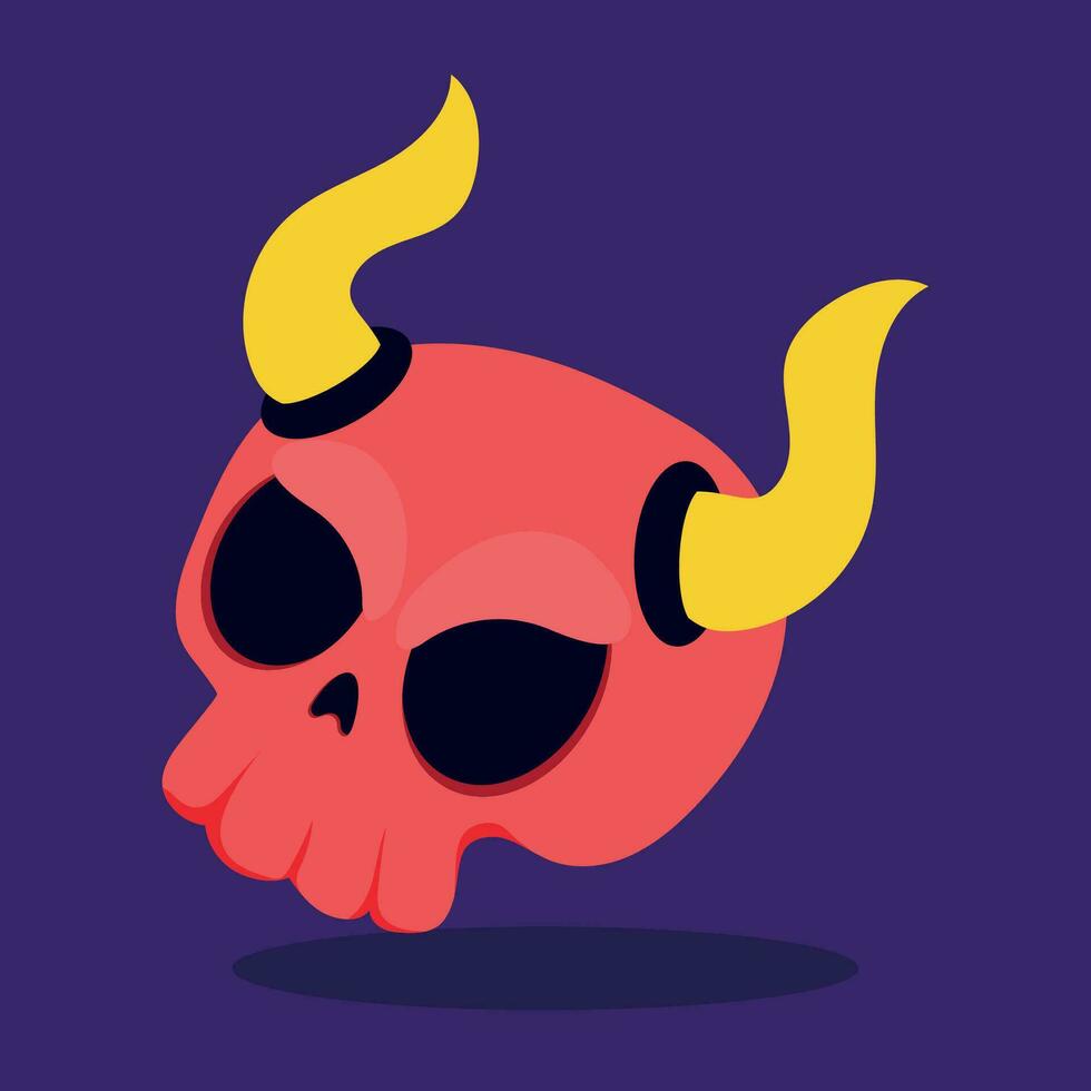 Isolated cute skull with demon horns Vector illustration