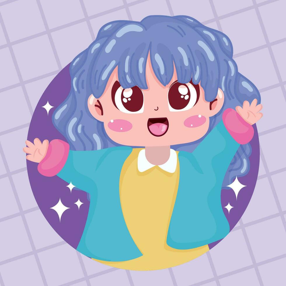 Cute girl kawaii cartoon character Vector illustration