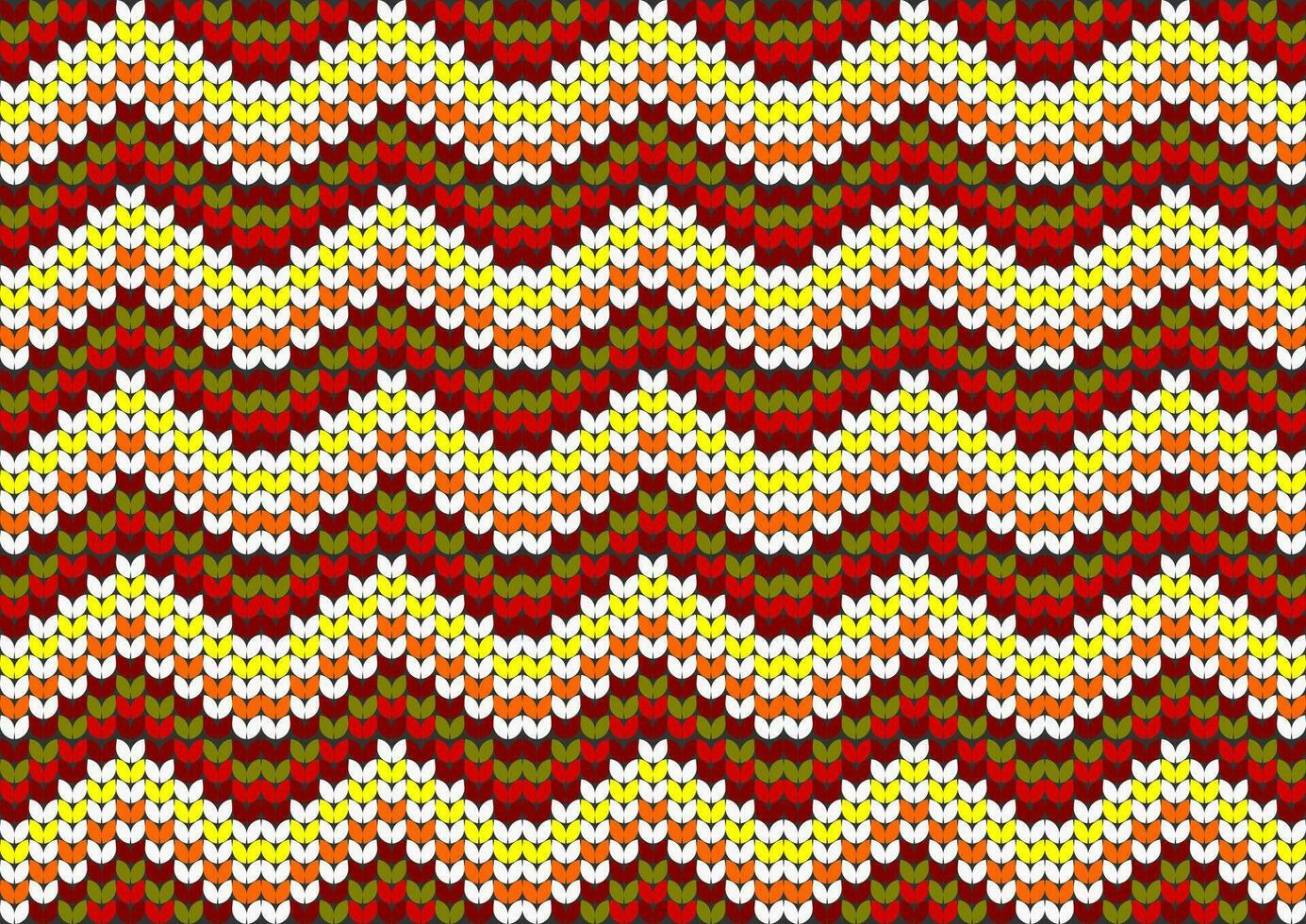 Seamless knitted pattern. Red, yellow, white colors. vector