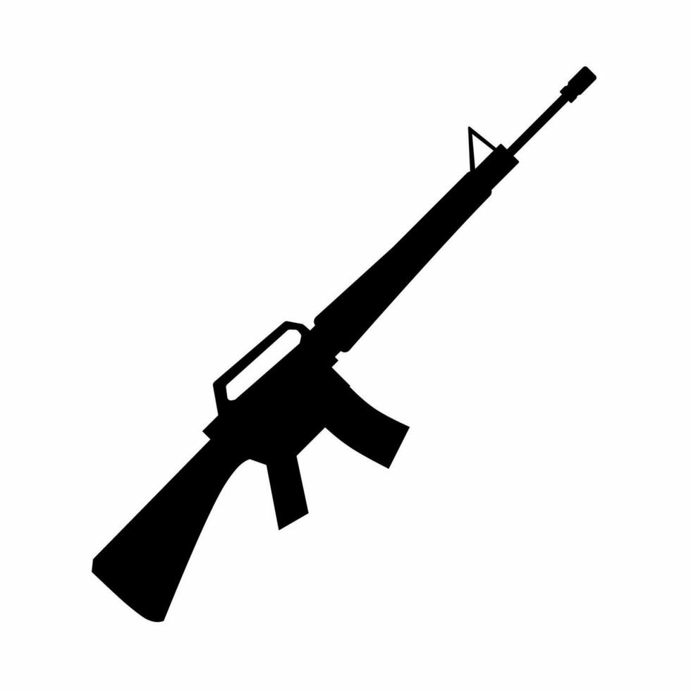 Assault rifle silhouette vector. Rifle gun silhouette can be used as icon, symbol or sign. Rifle icon vector for design of weapon, military, army or war