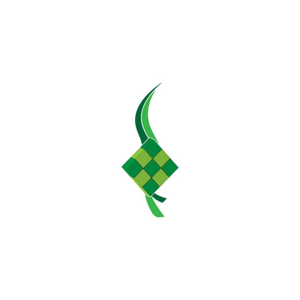 Ketupat icon for Aidil Fitri Ramadan symbol in flat illustration vector isolated in white background