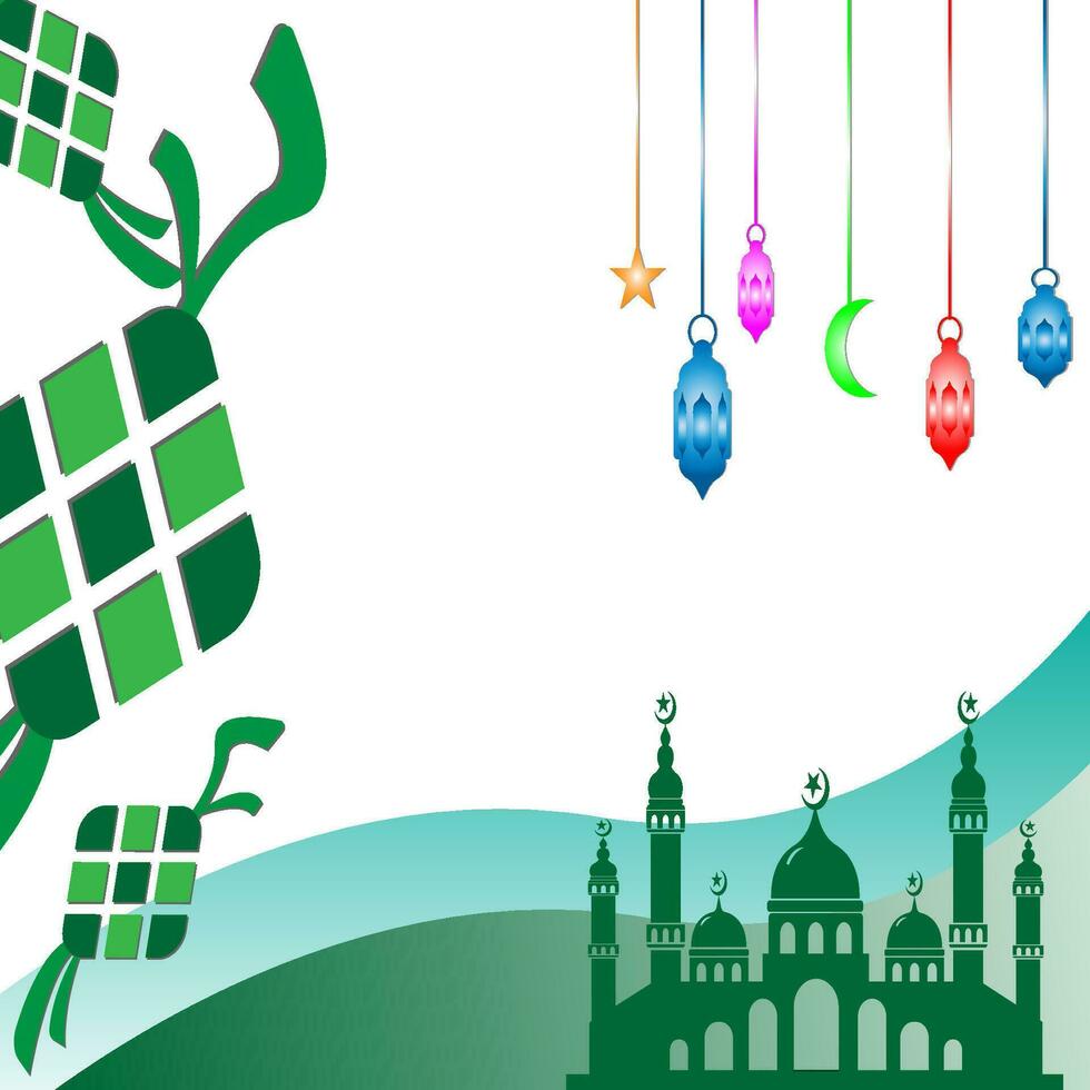 Ketupat icon for Aidil Fitri Ramadan symbol in flat illustration vector isolated in white background