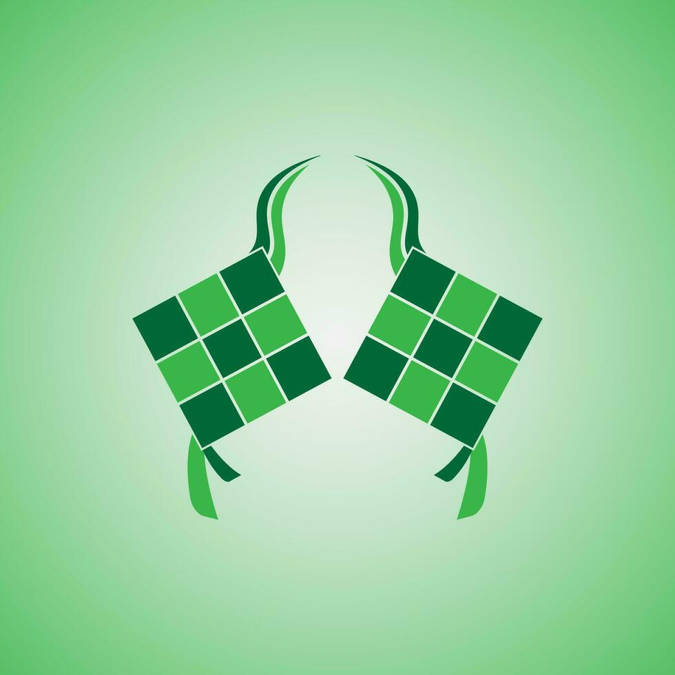 Ketupat icon for Aidil Fitri Ramadan symbol in flat illustration vector isolated in white background